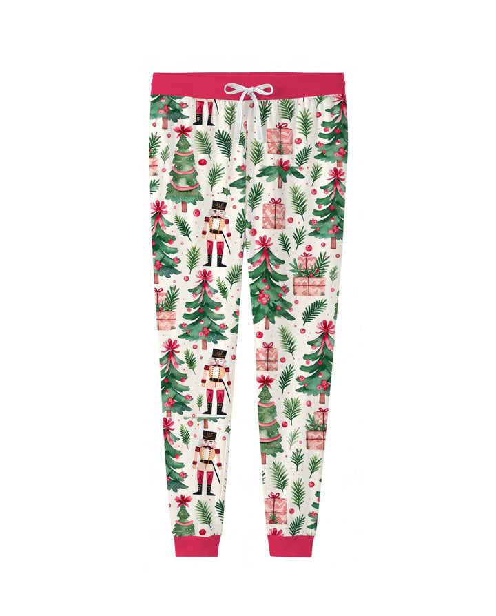 Pink Nutcracker Christmas Tree Toss Bamboo Women Pajama Set