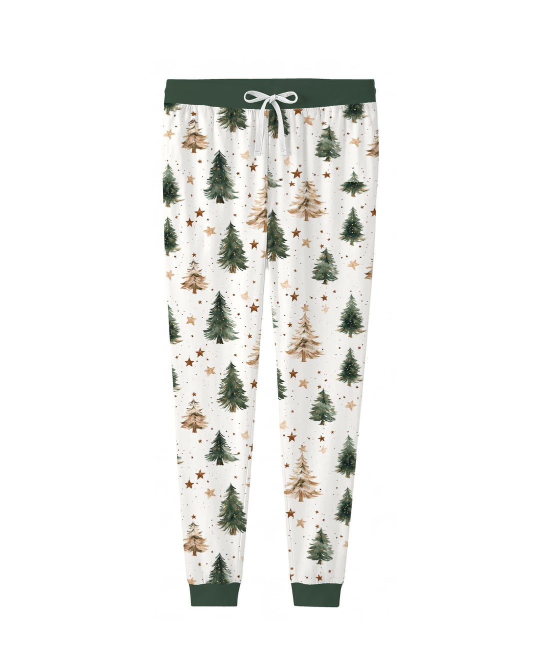 Rustic Watercolor Christmas Tree Stars Bamboo Women Pajama Set