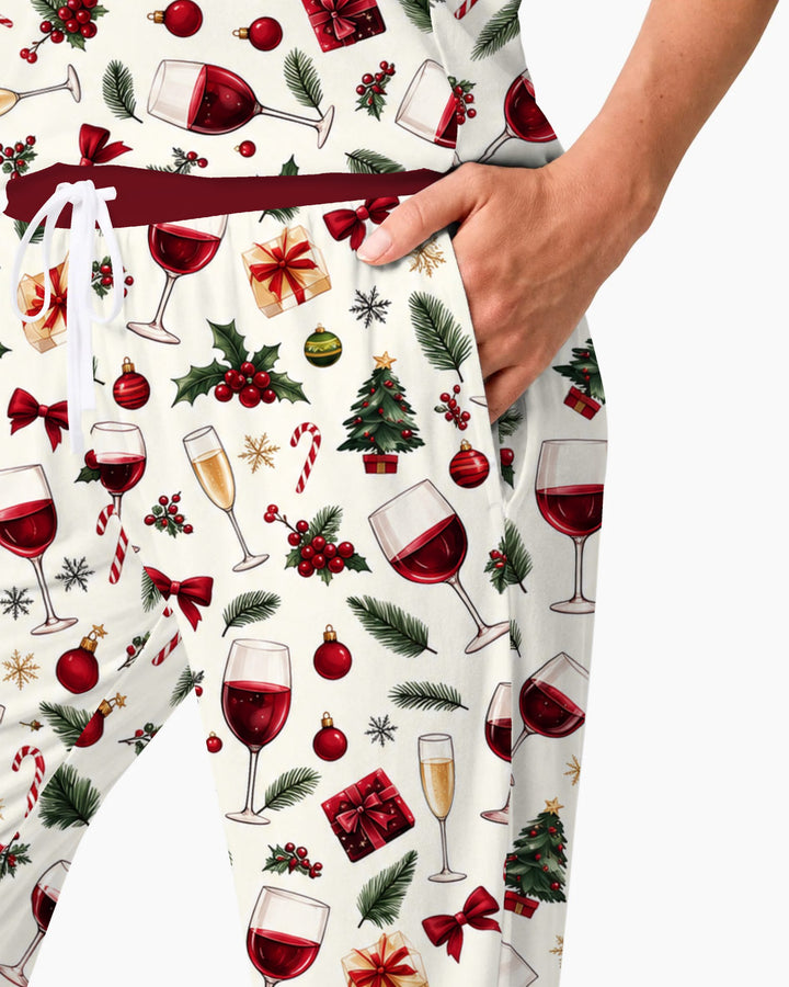 Christmas Wine and Holiday Cheers Bamboo Women Pajama Set