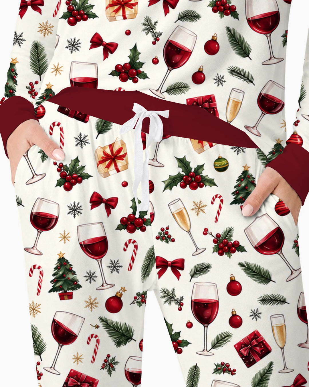 Christmas Wine and Holiday Cheers Bamboo Women Pajama Set