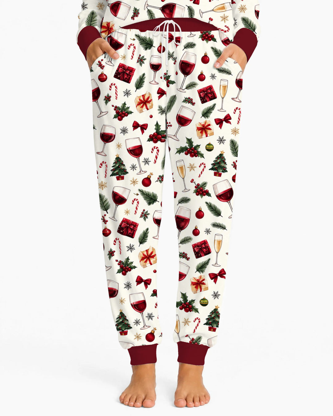 Christmas Wine and Holiday Cheers Bamboo Women Pajama Set