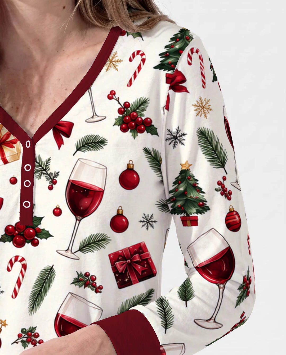 Christmas Wine and Holiday Cheers Bamboo Women Pajama Set