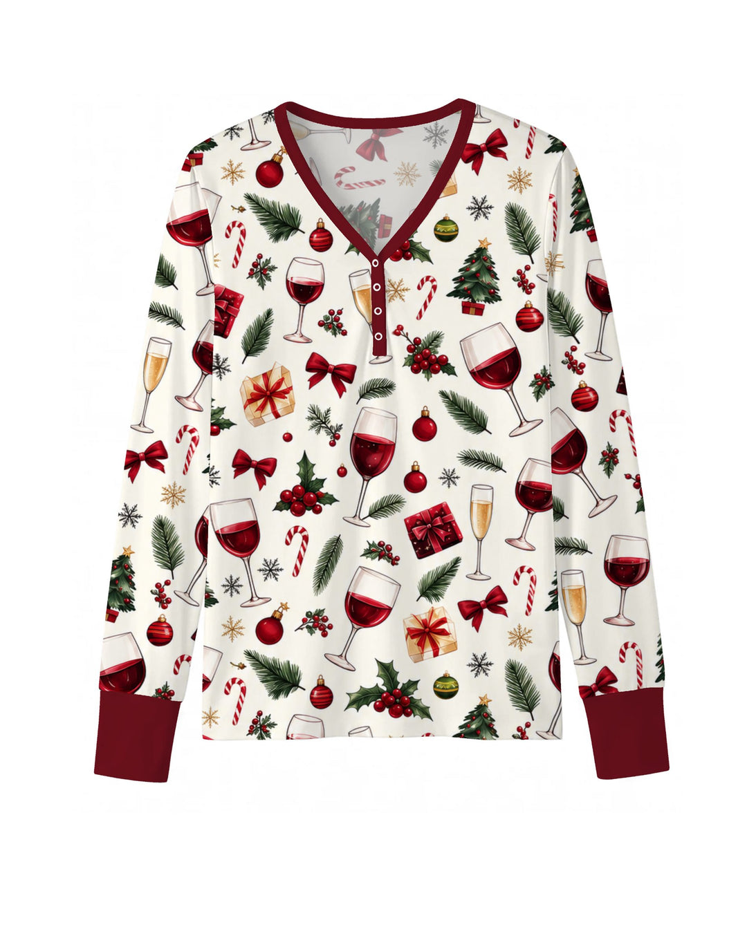 Christmas Wine and Holiday Cheers Bamboo Women Pajama Set