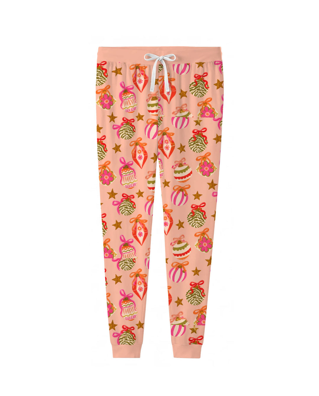 Retro Pink Christmas Ornaments Bamboo Women Pajama Set