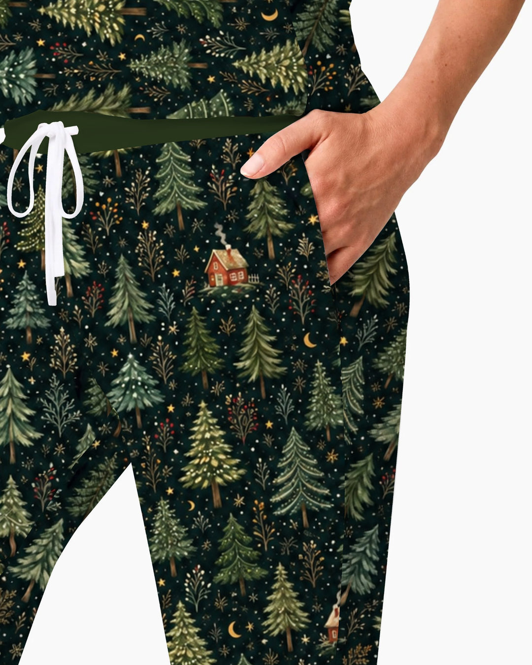 Enchanted Christmas Forest at Night Bamboo Women Pajama Set