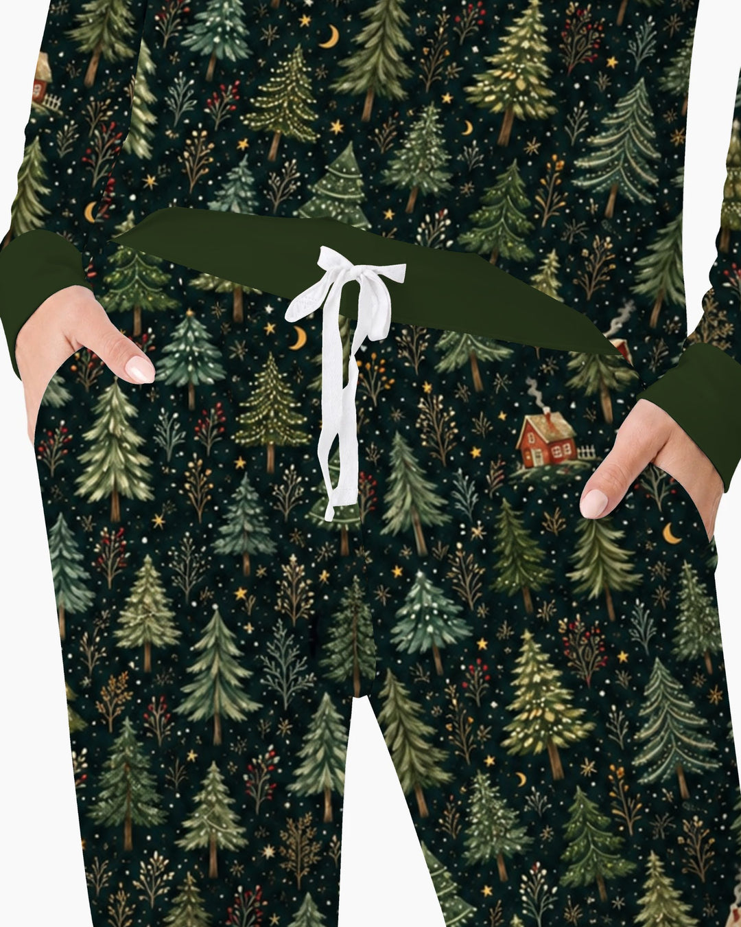Enchanted Christmas Forest at Night Bamboo Women Pajama Set