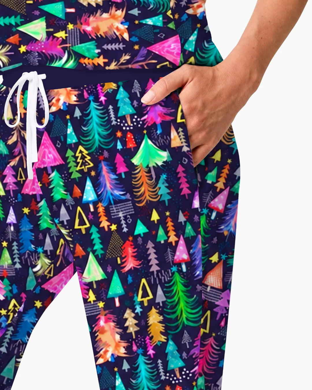 Neon Rainbow Christmas Tree Forest Bamboo Women Pajama Set