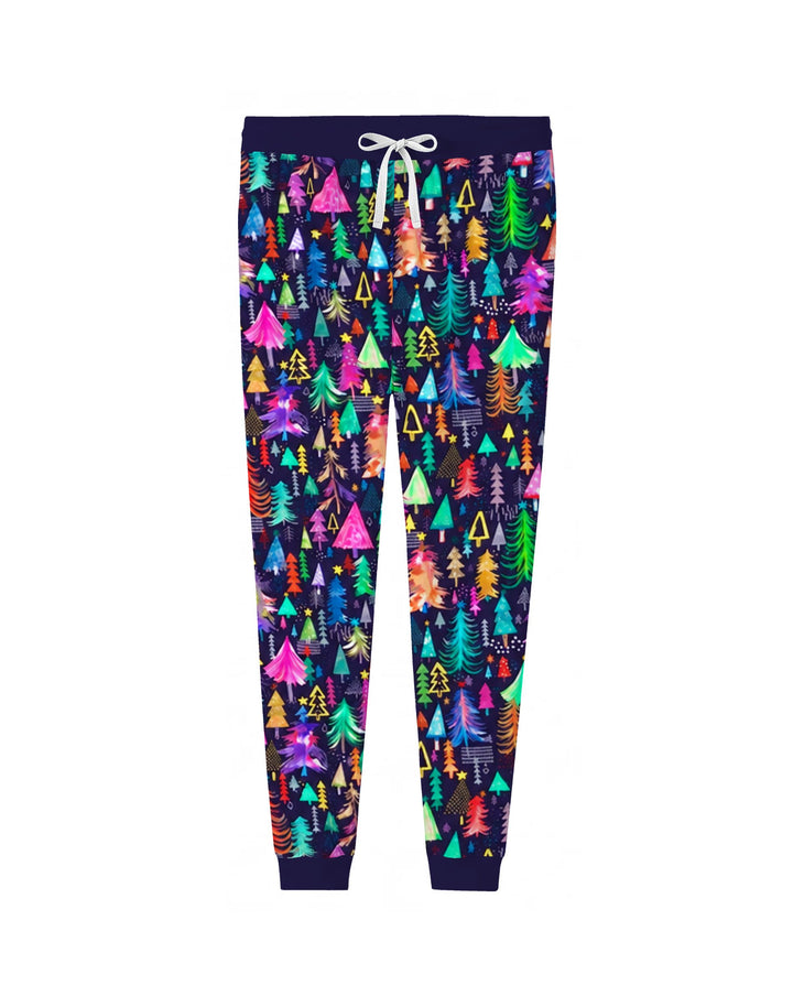 Neon Rainbow Christmas Tree Forest Bamboo Women Pajama Set