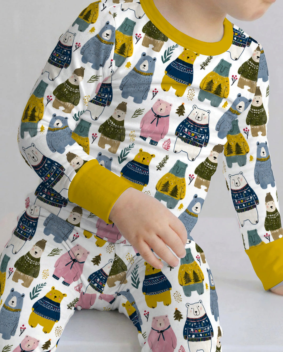 Cozy Christmas Sweater Bears Bamboo Two Piece Long Sleeve Pajama Set