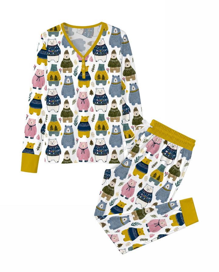 Cozy Christmas Sweater Bears Bamboo Women Pajama Set