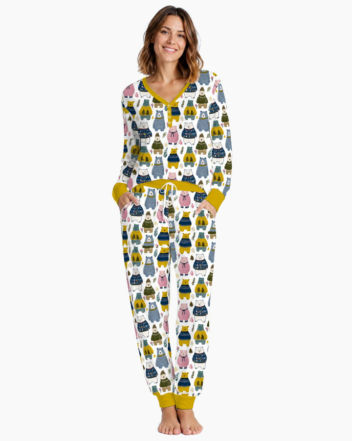 Cozy Christmas Sweater Bears Bamboo Women Pajama Set