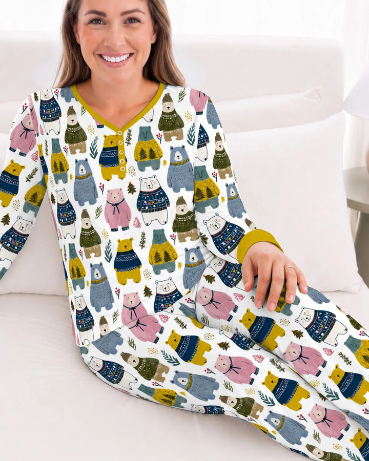 Cozy Christmas Sweater Bears Bamboo Women Pajama Set