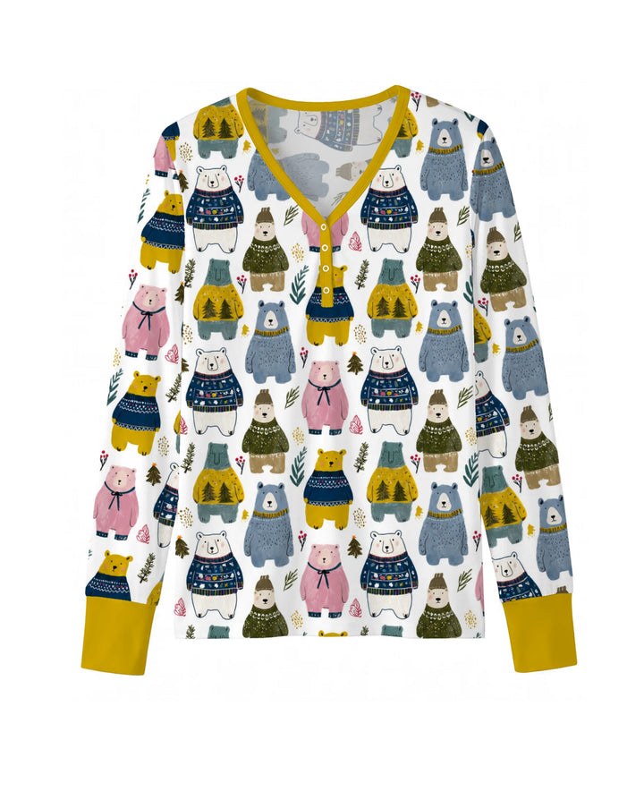 Cozy Christmas Sweater Bears Bamboo Women Pajama Set