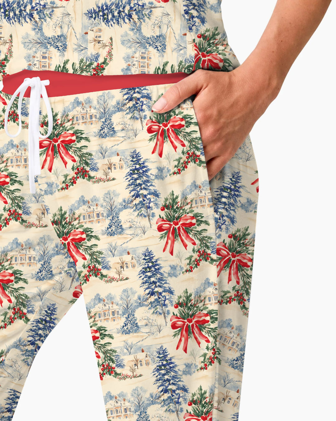 Vintage Snowy Christmas Countryside Bamboo Women Pajama Set