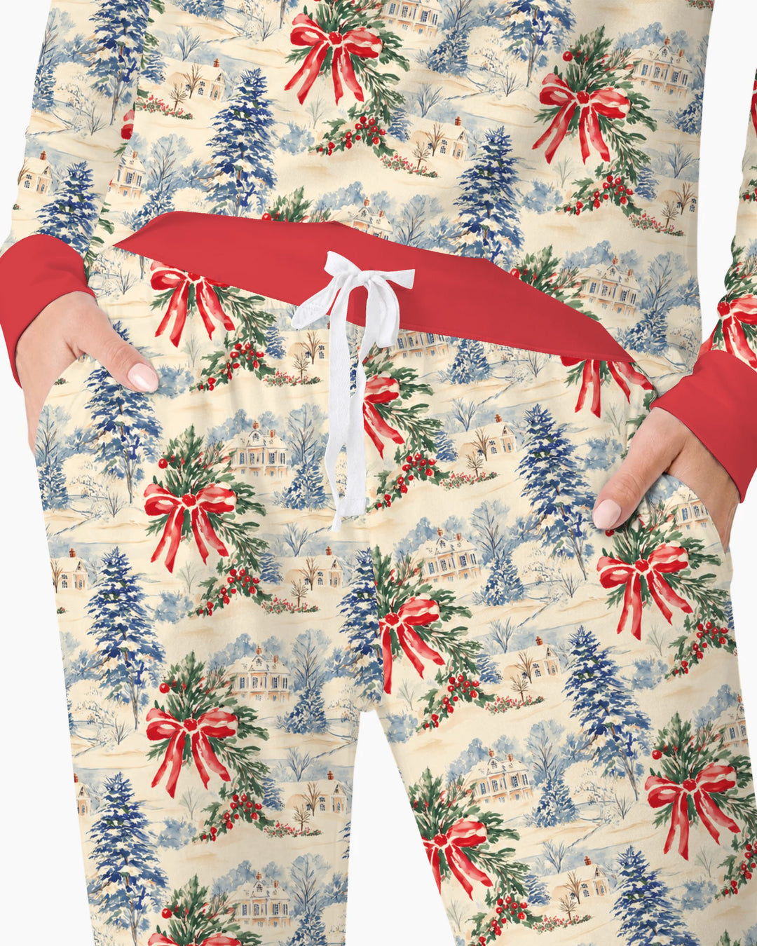 Vintage Snowy Christmas Countryside Bamboo Women Pajama Set