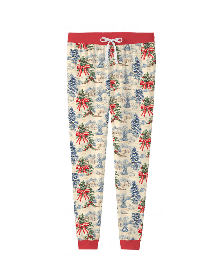 Vintage Snowy Christmas Countryside Bamboo Women Pajama Set