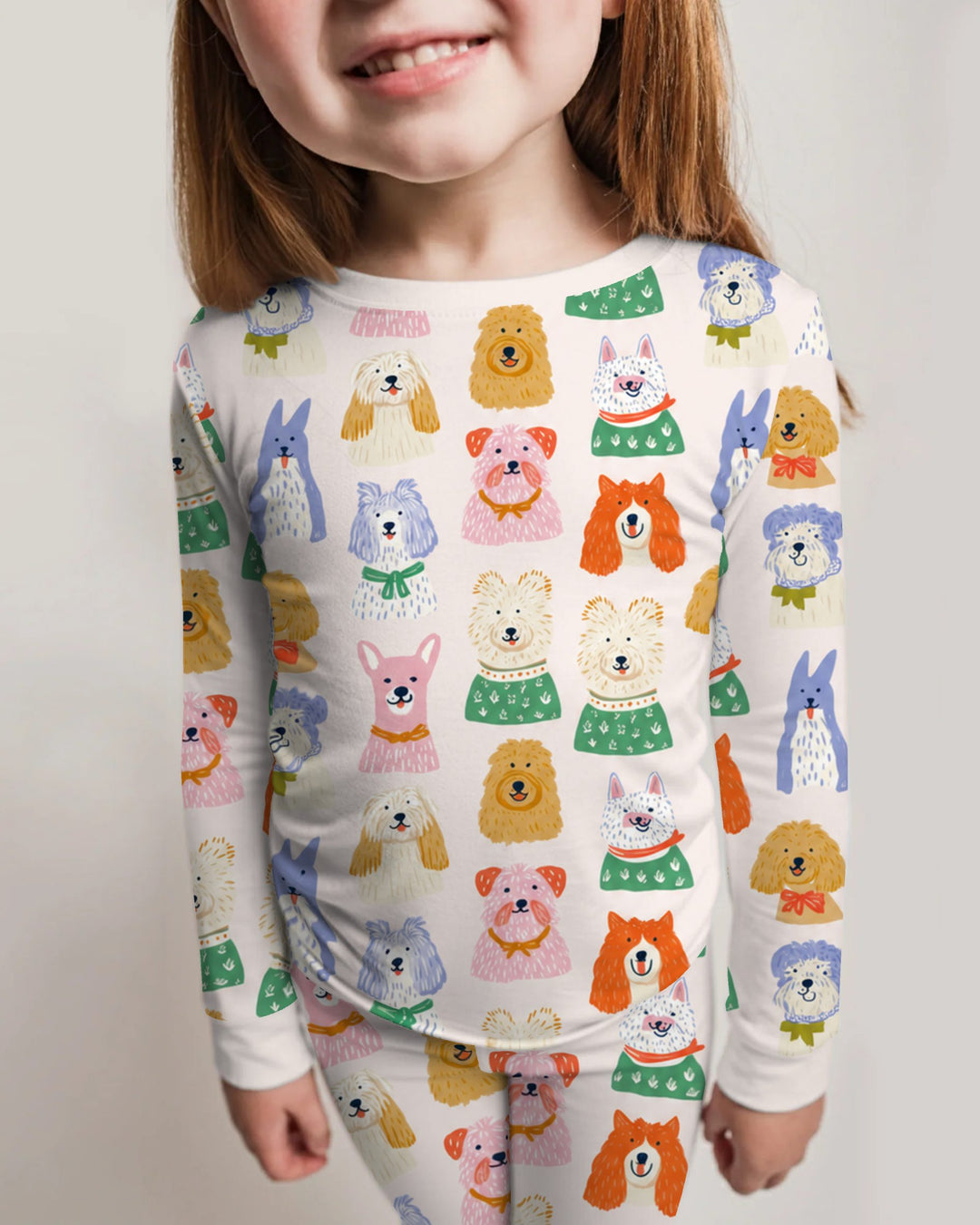 Whimsical Colorful Puppy Portraits Bamboo Two Piece Long Sleeve Pajama Set