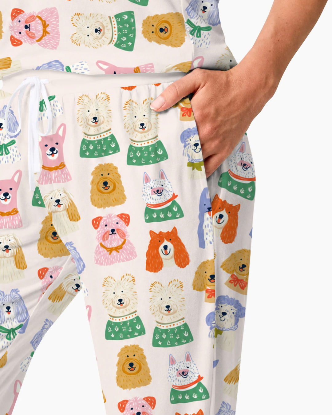 Whimsical Colorful Puppy Portraits Bamboo Women Pajama Set