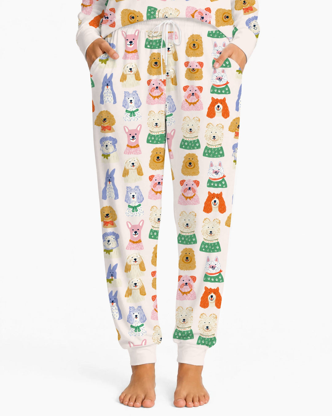 Whimsical Colorful Puppy Portraits Bamboo Women Pajama Set