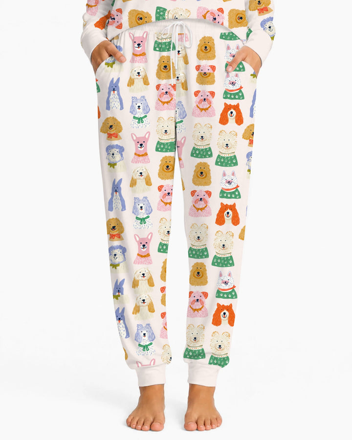 Whimsical Colorful Puppy Portraits Bamboo Women Pajama Set