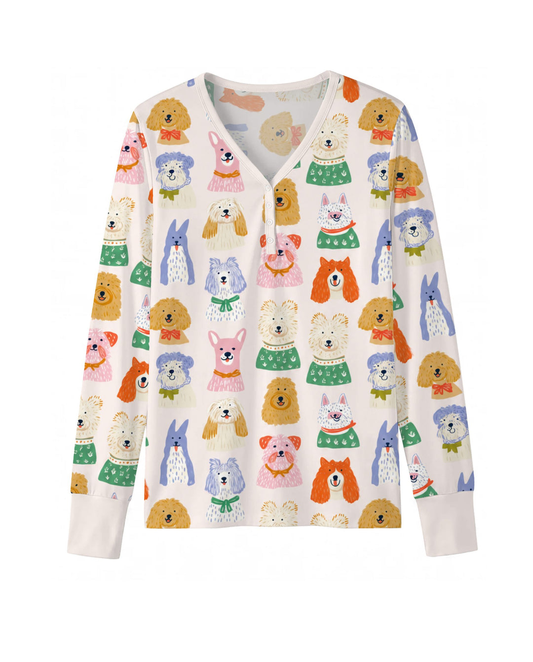 Whimsical Colorful Puppy Portraits Bamboo Women Pajama Set