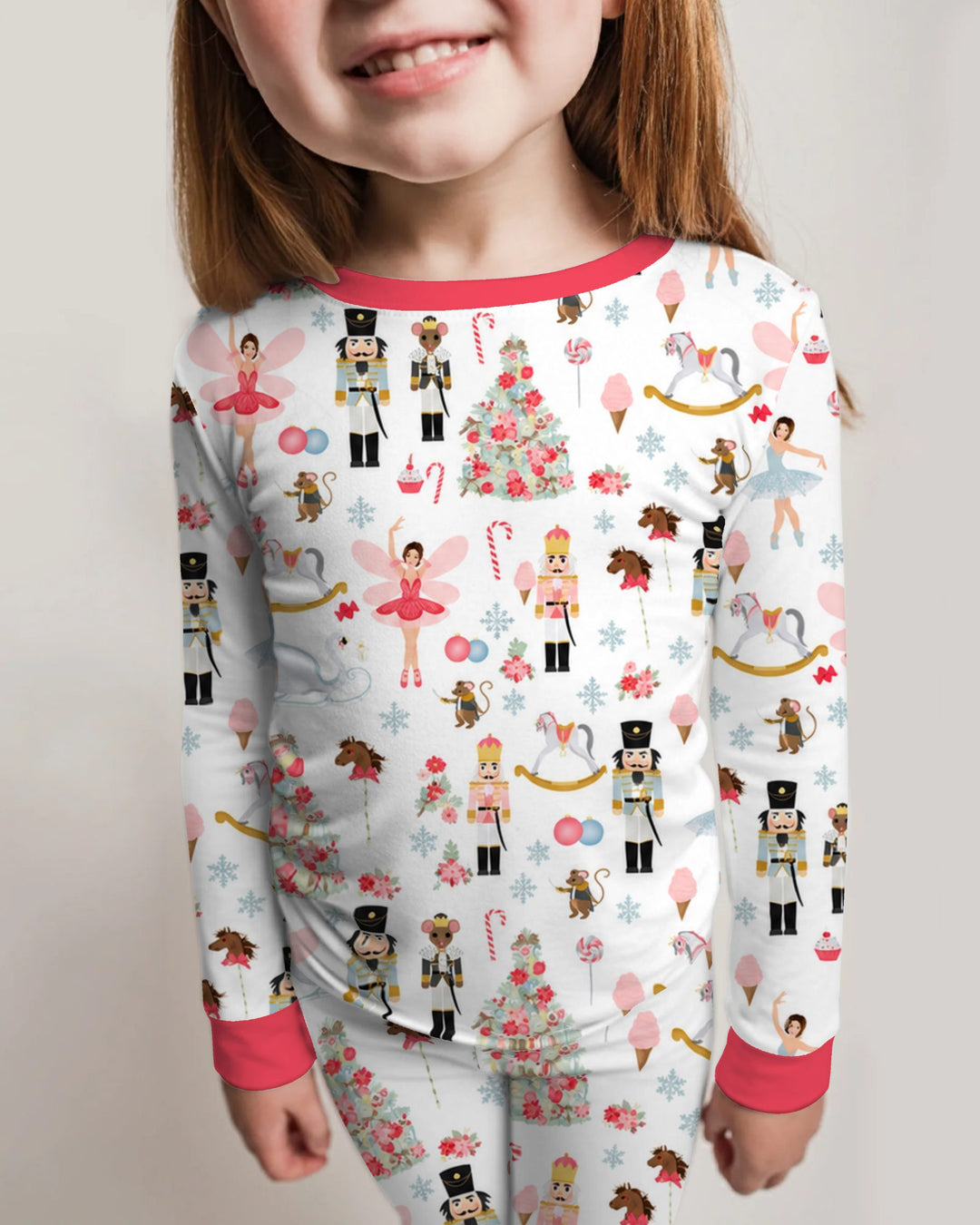 Pink Nutcracker Christmas Ballet Bamboo Two Piece Long Sleeve Pajama Set