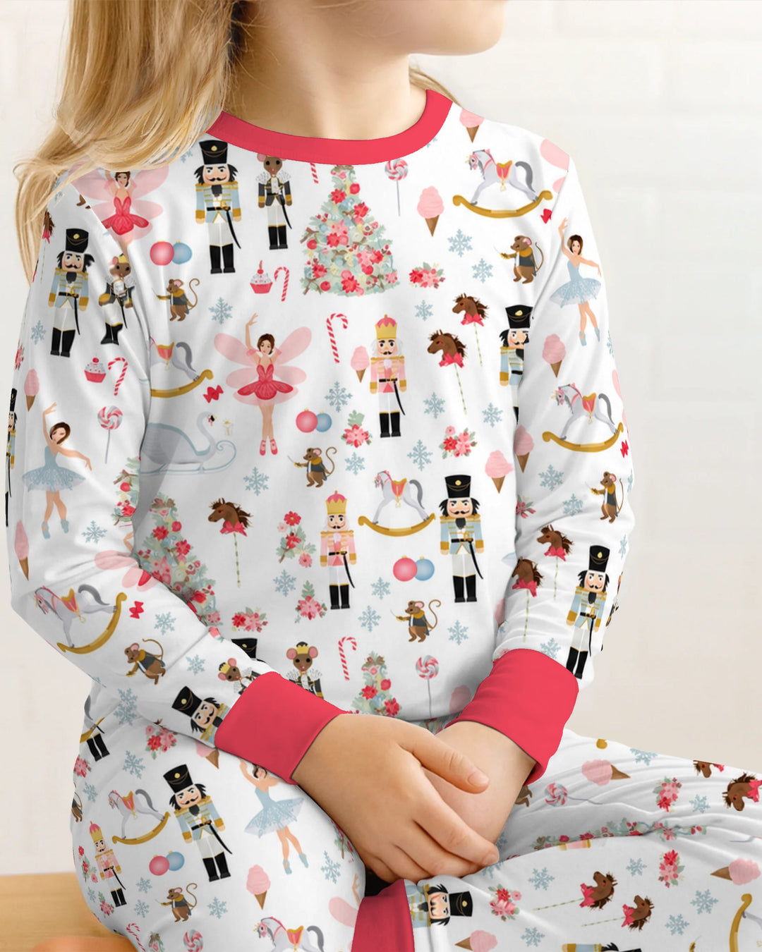 Pink Nutcracker Christmas Ballet Bamboo Two Piece Long Sleeve Pajama Set