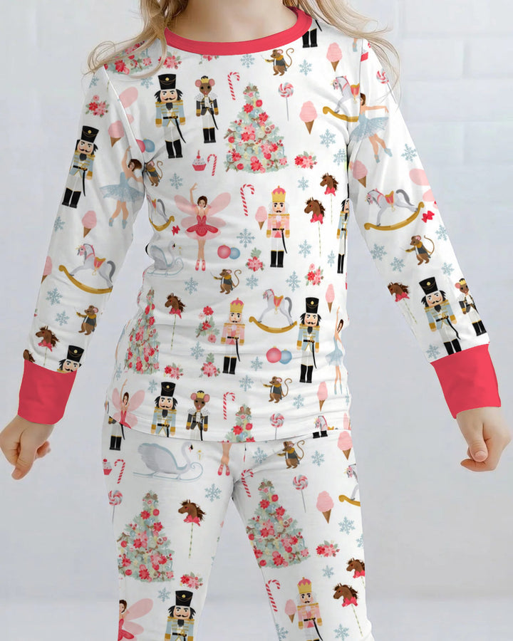Pink Nutcracker Christmas Ballet Bamboo Two Piece Long Sleeve Pajama Set