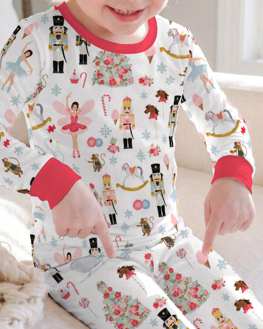 Pink Nutcracker Christmas Ballet Bamboo Two Piece Long Sleeve Pajama Set