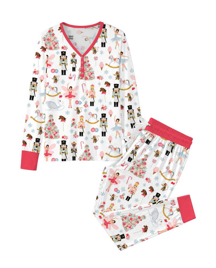 Pink Nutcracker Christmas Ballet Bamboo Women Pajama Set