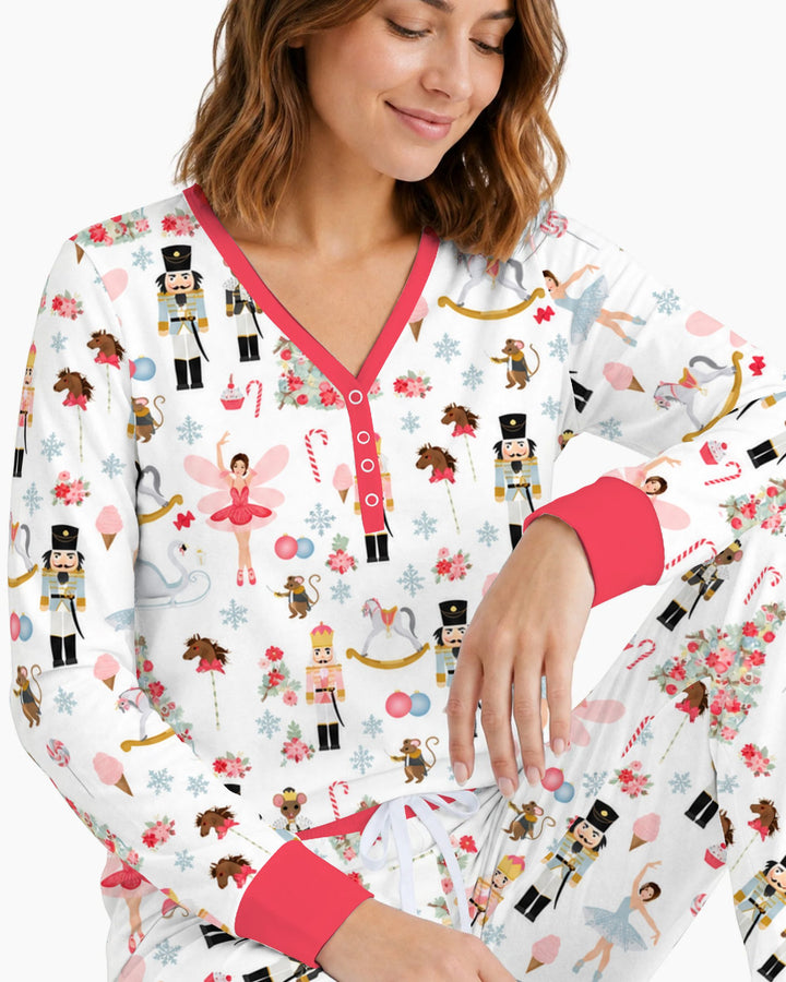 Pink Nutcracker Christmas Ballet Bamboo Women Pajama Set