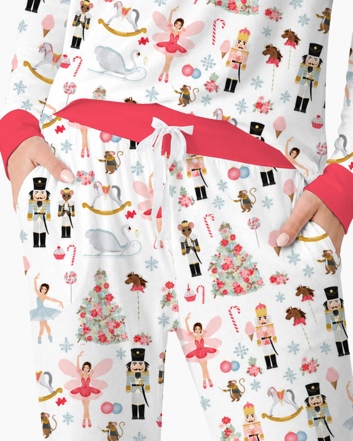 Pink Nutcracker Christmas Ballet Bamboo Women Pajama Set