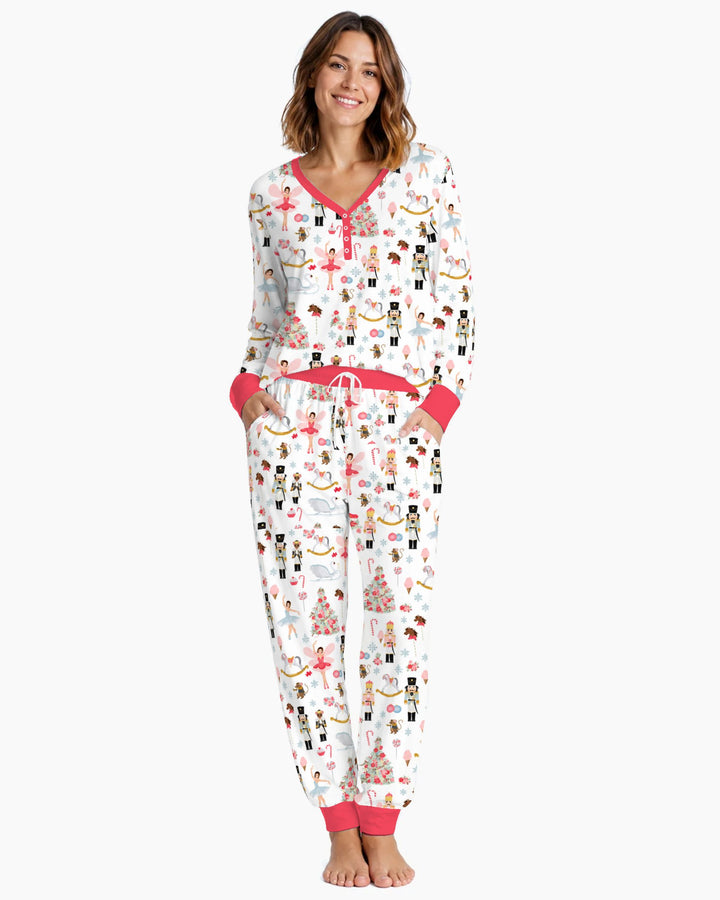 Pink Nutcracker Christmas Ballet Bamboo Women Pajama Set