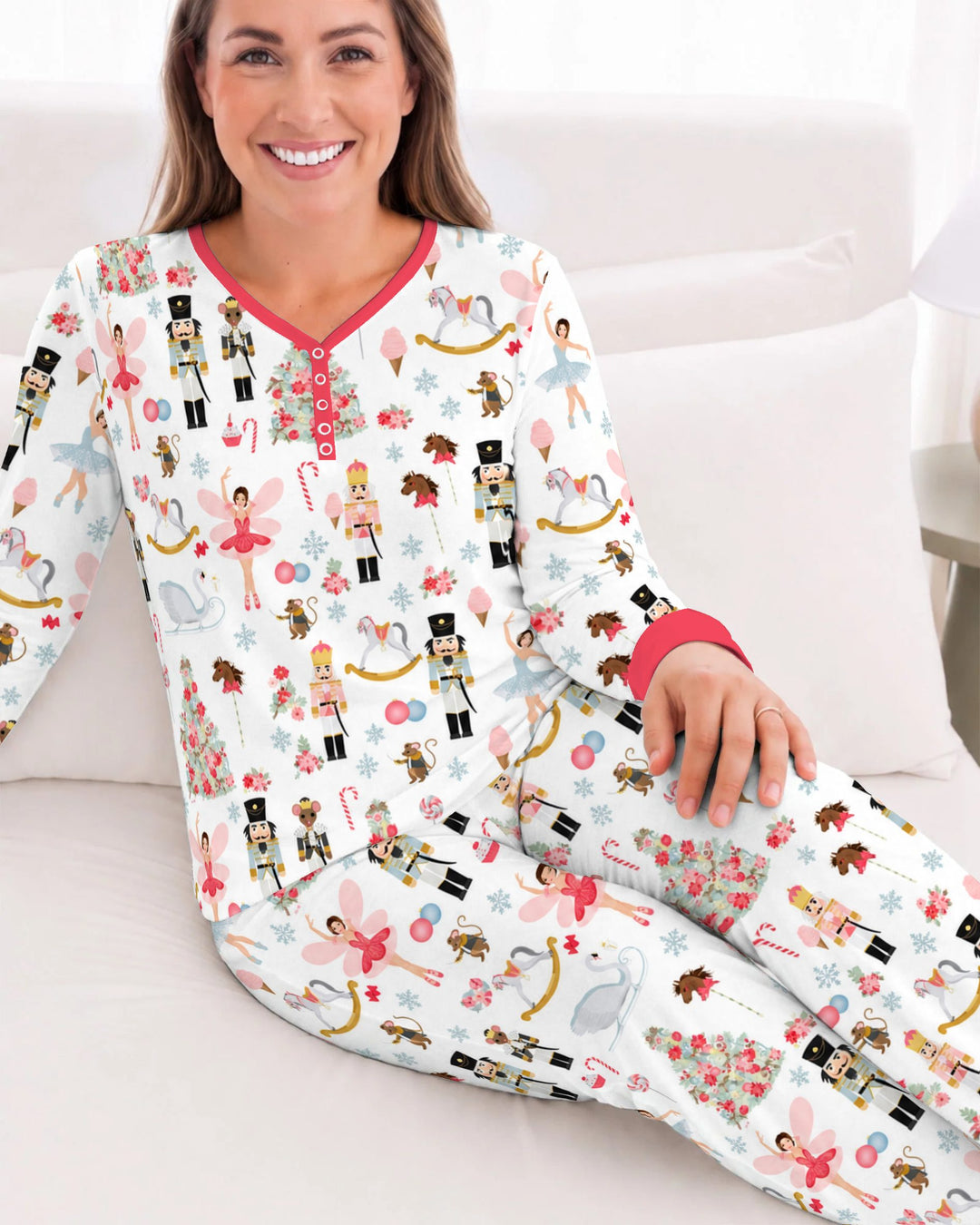 Pink Nutcracker Christmas Ballet Bamboo Women Pajama Set