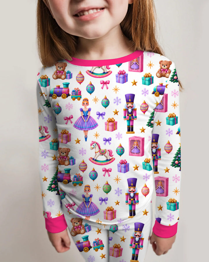 Sugar Plum Nutcracker Christmas Toy Parade Bamboo Two Piece Long Sleeve Pajama Set