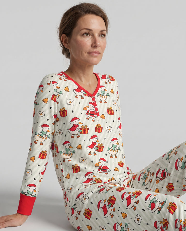 Cute Christmas Goose Holiday Bamboo Women Pajama Set