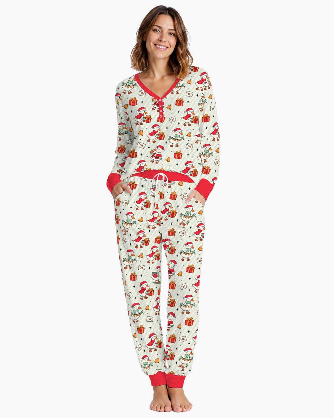 Cute Christmas Goose Holiday Bamboo Women Pajama Set