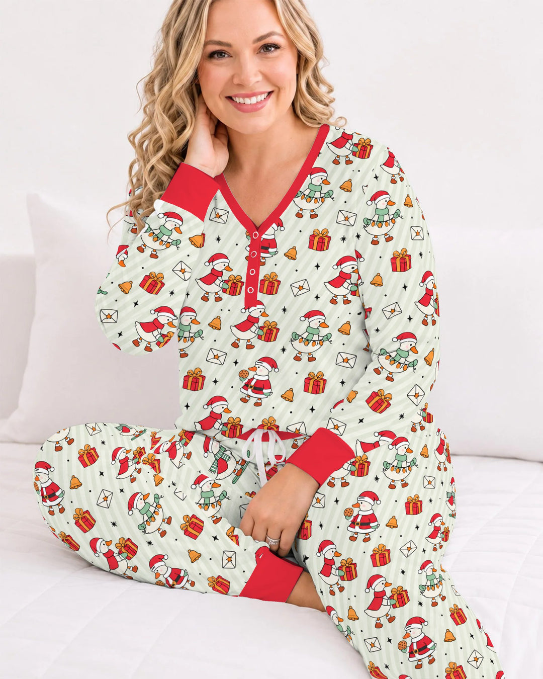 Cute Christmas Goose Holiday Bamboo Women Pajama Set