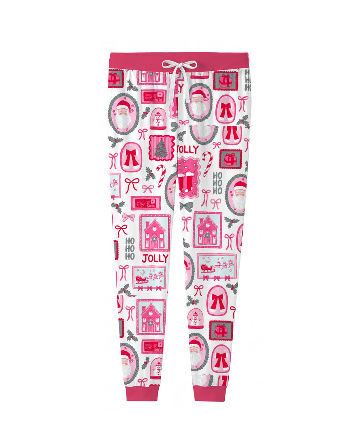 Pink Coquette Christmas Santa Bamboo Women Pajama Set