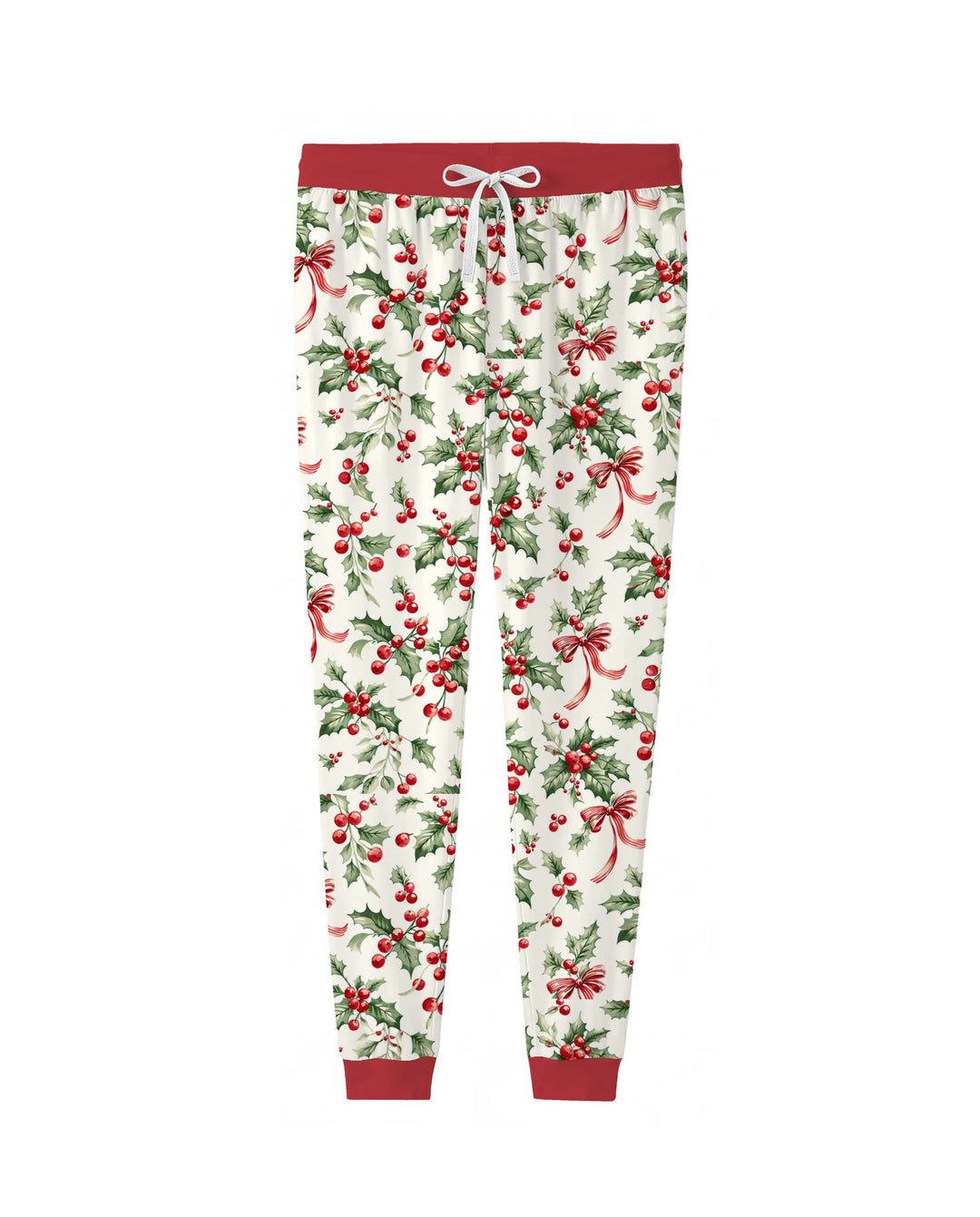 Christmas Holly Berry Ribbon Bamboo Women Pajama Set