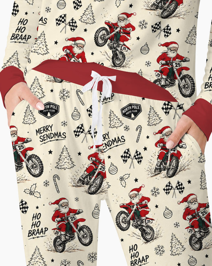 Santa Motocross Merry Sendmas Bamboo Women Pajama Set