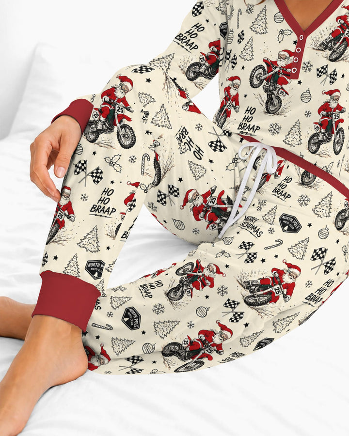 Santa Motocross Merry Sendmas Bamboo Women Pajama Set