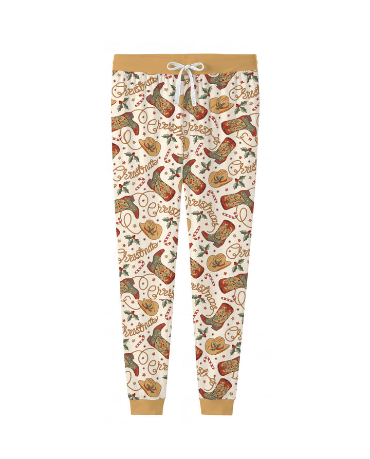 Western Cowboy Christmas Boots Bamboo Women Pajama Set
