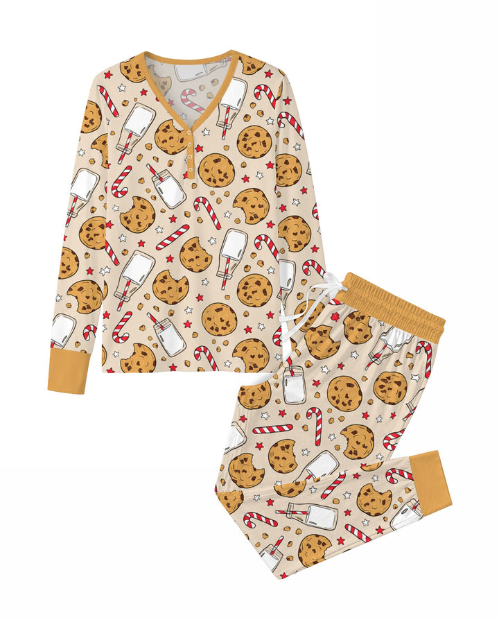 Christmas Cookies and Milk Bamboo Women Pajama Set