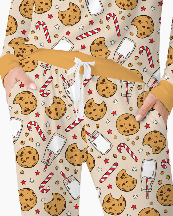 Christmas Cookies and Milk Bamboo Women Pajama Set