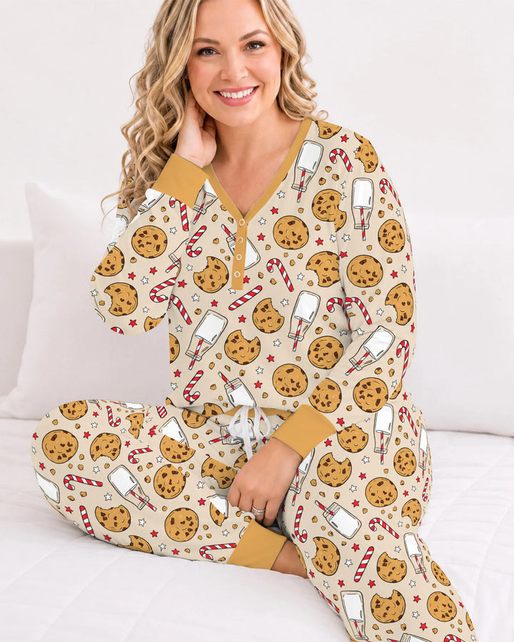 Christmas Cookies and Milk Bamboo Women Pajama Set