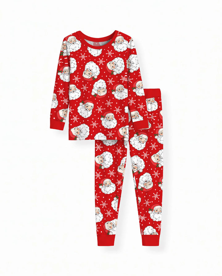Vintage Santa Red Christmas Bamboo Two Piece Long Sleeve Pajama Set