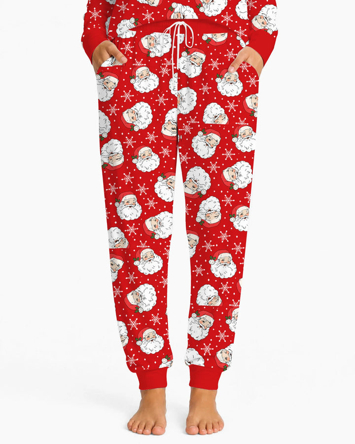 Vintage Santa Red Christmas Bamboo Women Pajama Set
