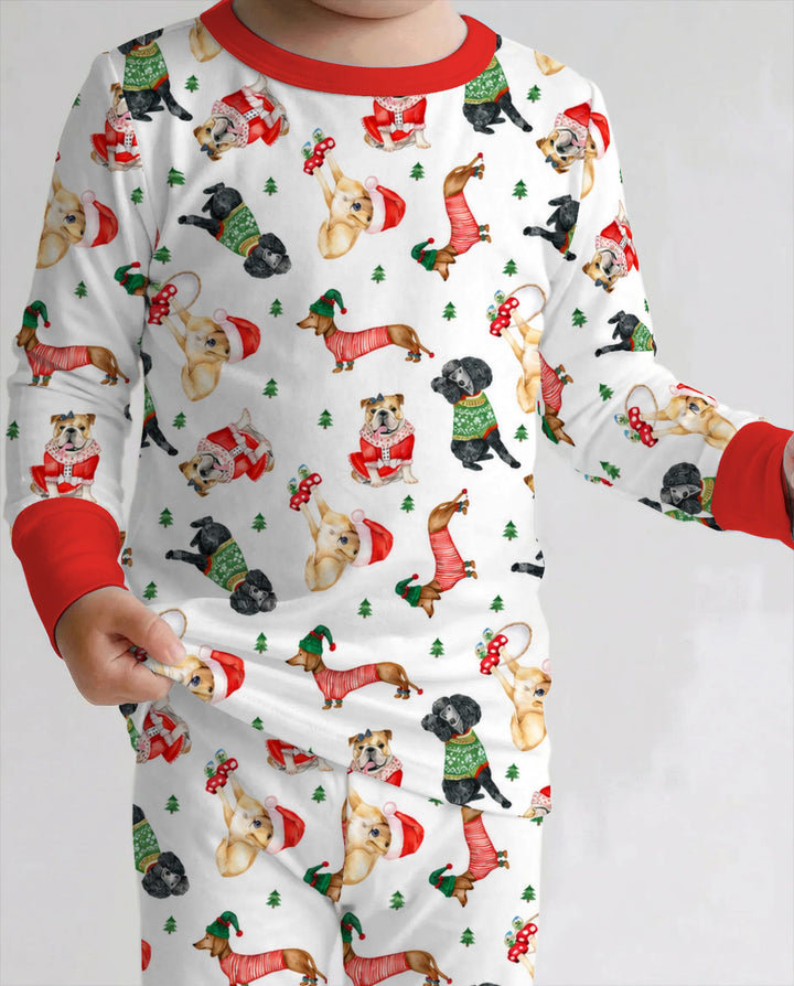 Christmas Dogs in Holiday Sweaters Bamboo Two Piece Long Sleeve Pajama Set