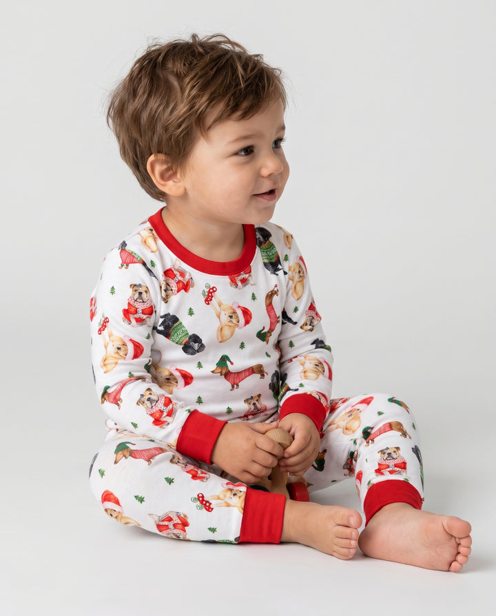 Christmas Dogs in Holiday Sweaters Bamboo Two Piece Long Sleeve Pajama Set